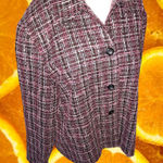 Briggs New York  Pink Black White Yarn Style Button Up Jacket Size Large‎ Photo 0