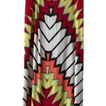 ECI New York Skirt Boho Pull On A-Line Skirt Maxi Red Green White Chevron Size L Photo 0