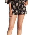 Everly Bell Sleeve Floral Plunge Wrap Front V-Neck Romper Black Size Small Photo 0