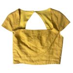 Forever 21  Mustard Gold Yellow Scrunch Open Back NWT Top Blouse Small‎ Cropped Photo 0