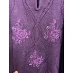 Jantzen Vtg 90s Purple Hand Embroidered Beaded Sweater Size XXL Cozy Casual Photo 4