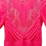 ASOS  Lace And Pleat Skater Midi Dress Hot Pink Romantic Chiffon Women’s Size 4 Photo 2