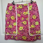 Lilly Pulitzer  Floral Print Skirt Bright Pink Yellow White Cotton Size 14‎ Photo 0
