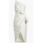 Amsale One Shoulder Bow Detail Cocktail Sheath Midi Dress White Size 14 Photo 3
