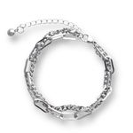 Double Layer Link Chain Bracelet for Men Women Streetwear Unisex Style Silver Photo 0