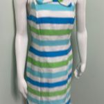Lilly Pulitzer  Green Blue White Women’s Organza Stripe‎ Bow Front Dress Size 6 Photo 7