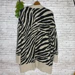 Yet Again  Fuzzy Longline Animal Print Zebra Cardigan Photo 3