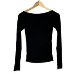 Joah Brown Joah Ribbed Square Neck Long Sleeve Top Womens S/M Black Minimalist Clean Girl Photo 4