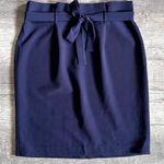 Liz Claiborne  Tie Belt A Line Skirt Womens 16 Navy Blue Paperbag Waist Career Photo 0