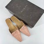 Gucci Vintage Leather Bow Mule Flats in Pink Photo 6