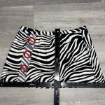 Niki Wior Zebra Print Mini Skirt Women’s Large Button Detail y2k 2000s rare vtg White Photo 1