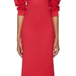 Tibi Red Open Back Sweatshirt Midi Dress Size Extra Small Photo 0
