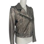 IRO  Luigaspe Leather Metallic Moto Jacket Photo 6