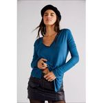 Free People WE THE  Fresh and Clean Blue Long Sleeve Shirt Photo 1