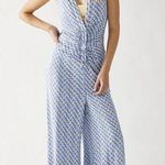 Free People Shayla Collared Retro V-Neck Racer Back Wide Leg Halter Jumpsuit Photo 0