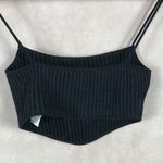 ZARA Rib Knit Spaghetti Strap Crop Top Black Size Medium Photo 5