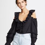Rebecca Minkoff Women’s Pippa Top Black Cropped M Cold Shoulder New $98 Photo 0
