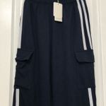 Commense Womens Side Panel Cargo Sweatpants Drawstring Long Pants Navy Large NWT Blue Photo 0