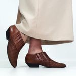 Vintage Western Woven Leather Mules in Brown | Size 7 Photo 2
