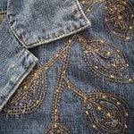 cj banks C.J. Banks 1X Dark Denim Embroidered Button Front Shirt Vintage Plus Cottage Photo 2