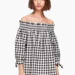 Kate Spade NWOT  off the shoulder top black gingham  S Photo 0