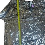 Bold Elements  silver sequins top 3/4 length bell sleeves Large Photo 4