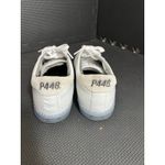 P448  Sneakers White Leather Sneaker Blue Sole‎ Womens Shoes Size 37 US 7 Photo 6