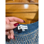 Moon River Smocked Midi Dress Blue Polka Dot Puff Sleeve Cottagecore S flaw Photo 2