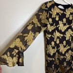 12th Tribe Dress Marissa Gold Black Floral Mini Dress Gothic Whimsigoth Wedding Photo 4