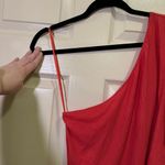 Nine West  Women’s One Shoulder Flutter Sleeve Shirt Size XL Coral Pink NWT Photo 2