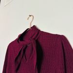 Keepsake Dark Red Knit Long Sleeves High Neckline Key Hole Front Top Size XS Photo 6