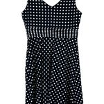 Amanda Smith Dress Womens 10 Black White Cotton Polka Dot Sleeveless Retro 50s Photo 3