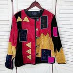 Pushpa Vintage 90s Velour Patchwork Tapestry Embroidered Jacket Medium Pink Photo 6