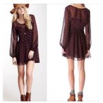 Free People Baby Dee Dress Maroon A Line Burgundy XS Retro Geometric Photo 1