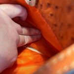 Mundi Vintage Faux Ostrich Crossbody Purse Handbag Orange FLAW Photo 9