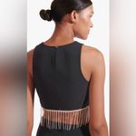 STAUD NWT  Kaz Top Rhinestone Crystal Fringe Black Crop Top Bling Cowgirl size 10 Photo 3