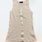Bebe 2000s Women's Y2k white tank w/gold line ribbon detail Size S Photo 4