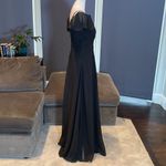 Women’s Black Full Length Cold Shoulder Chiffon Formal Dress Leg Slit Size 8 Photo 7