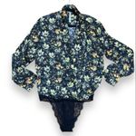 Free People  Intimately Black Elsa Floral Printed Bodysuit - Size Small Photo 2