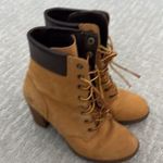 Timberland  Women's Anime Heeled Boots Size Lace Up Wheat Nubuck 3" Heel Photo 1