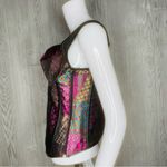 Women Embroidery Strap Corset Vest Gothic Overbust Up Zipper Side Corset Bustier Purple Size XL Photo 1