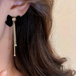 Long Dangle Earrings, Elegant Party Jewelry Black Photo 1