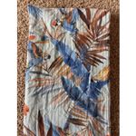 Palme Blue Tropical Palm Bird Metallic Stripe Tassel Fringe Scarf Wrap Accessory Photo 10