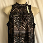 LC Lauren Conrad  Black Mock Neck All Over Lace Sleeveless Blouse XL Photo 0