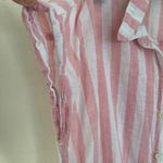 Old Navy White Pink Linen/Cotton Striped Shirt L Photo 2