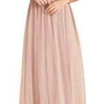 Birdy Grey NWT  Tulle Christina Dress Sandy Taupe Full Length Gown Size Small NEW Photo 0