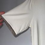 Pilcro  Deep V Neck Tshirt In Cream Silver Trim Medium Photo 4