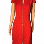 Carolina Herrera  Red Textured Midi Dress Photo 0