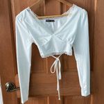 SheIn  XS Women's Teen Lace Trim Tie Back Crop Tee Extra Small Preowned Photo 0