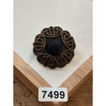Vintage Victorian Style Ornate blk velvet center Brass Brooch Pin With Filigree Black Photo 1